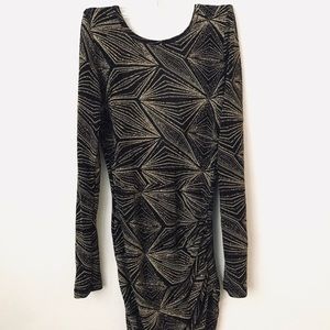 Black & Gold Glitter Mini Party Dress Bodycon